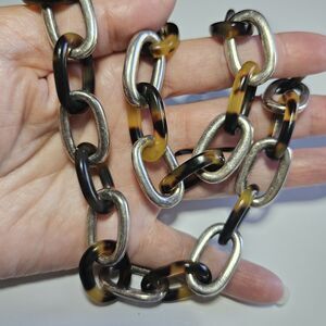 **Sale** Ralph Lauren Necklace Bracelet Tortoise Lucite Slv Tone Chain 16'' 8.5"